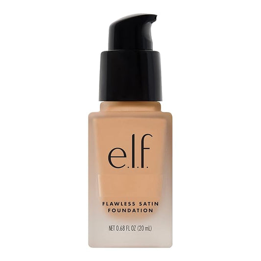e.l.f. Flawless Satin Foundation, Lightweight & Medium Coverage, Semi-Matte Finish, Vegan & Cruelty-Free, Sand, 0.68 Fl Oz (20mL)