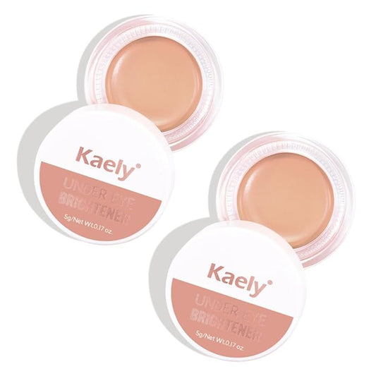 Kaely 2Pcs under Eye Brightener, Conceal Brighten Dark Circles, Color Correcting Pot Concealer for Dark Circles, corrector de ojeras, Waterproof, Vegan Makeup & Cruelty-Free, 09 Vanilla Shimmer