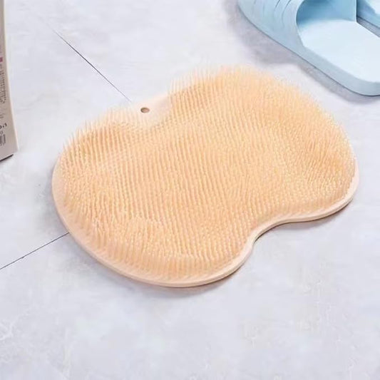 Shower Back & Foot Scrubber,Wall Mounted Back Scrubber Silicone Bath Massage Cushion Brush with Suction Cups,Bathroom Wash Foot Mat Exfoliating Dead Skin Foot Brush 1 Pcs (Orange)