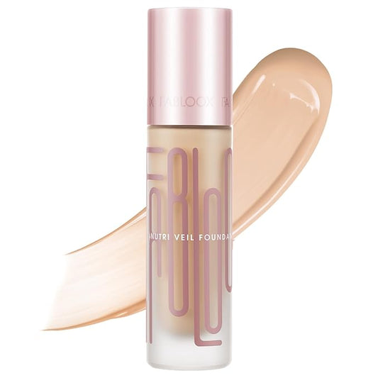 Nutri Veil Foundation - Hydrating and Nourishing Formula with Medium to Full Buildable Coverage Makeup - 80% Essence Luminous Finish - Skincare Makeup Hybrid - Vegan - Warm Vanilla