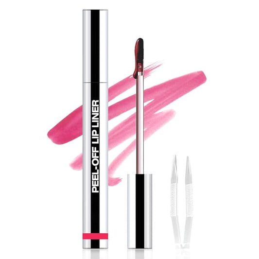 Matte Lip Stain Peel Off Lip liner with Tweezer, Delicate Pink Peel Off Lip Stain, Long Lasting Waterproof Lipstick Lip Gloss Tattoo, Transfer-proof for All Skin Types, 0.12 fl oz 00#