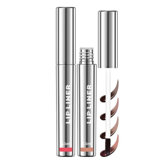 2PC Pipe-off lip liner stain,Nude Matte Tint,Non-Fading, Full Coverage,light brown/dark brown/burgundy long-lasting,line tattoo high-color Tint,Smudge-Proof,Waterproof(#1 Rose Pink+#3 Brown)