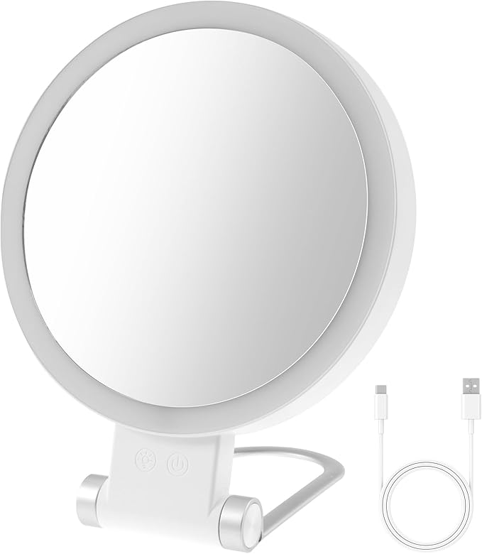 30X Magnifying Mirror with Light 360° Rotating Lighted Makeup 3 Lighting Modes Lighted Magnified Mirror 1000mAh Rechargeable Magnified Makeup for Women Girls