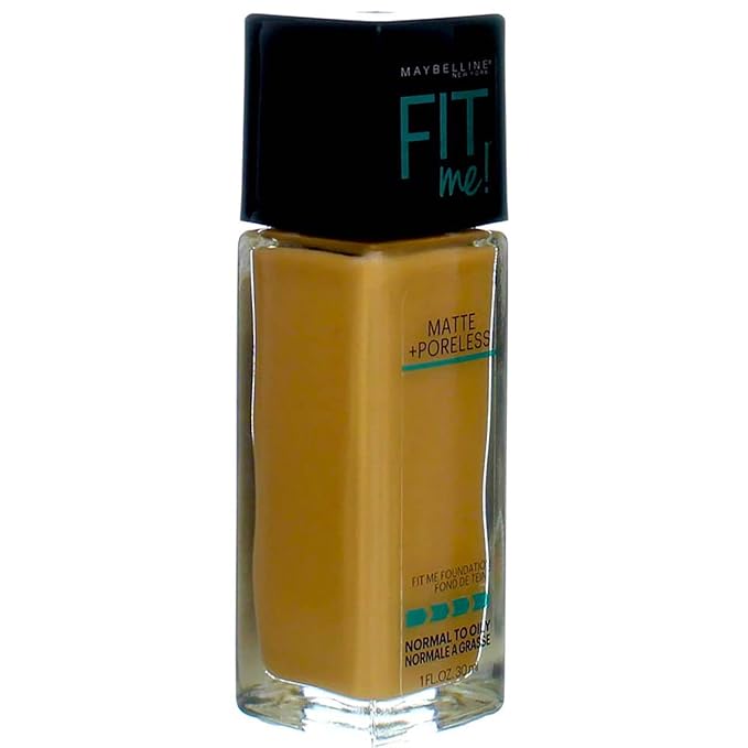 Maybelline New York Fit Me! Matte + Poreless Foundation, Warm Honey [322] 1 oz (Pack of 4)