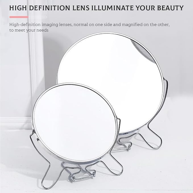 6inch Magnifying Mirror with Stand & Suction Cups, Two-Sided Portable Transparent Rotating Makeup Mirror Friendly Cosmetic Mirror for Handheld Table Wall-Mounted Use