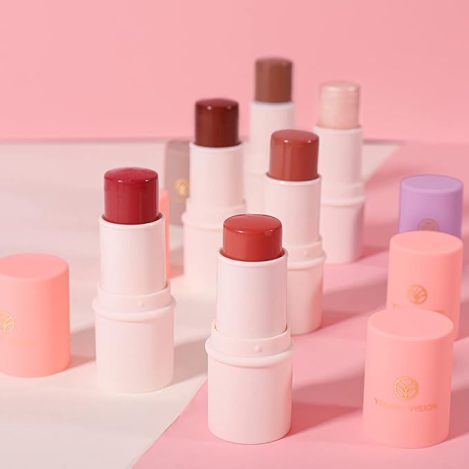 YOUNG VISION Cream Contour Sticks Collection,4 Colors for Face Blush, Bronzer and Highlighter Makeup, Blendable, Lightweight