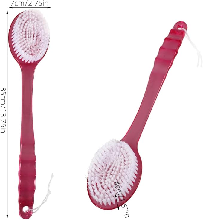 Back Scrubber for Shower, 3pcs Shower Brush Long Handle with Bristles for Skin Exfoliating Bath, Body Exfoliator Massage Bristles Suitable for Wet or Dry, Random Color