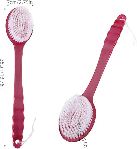 Back Scrubber for Shower, 3pcs Shower Brush Long Handle with Bristles for Skin Exfoliating Bath, Body Exfoliator Massage Bristles Suitable for Wet or Dry, Random Color