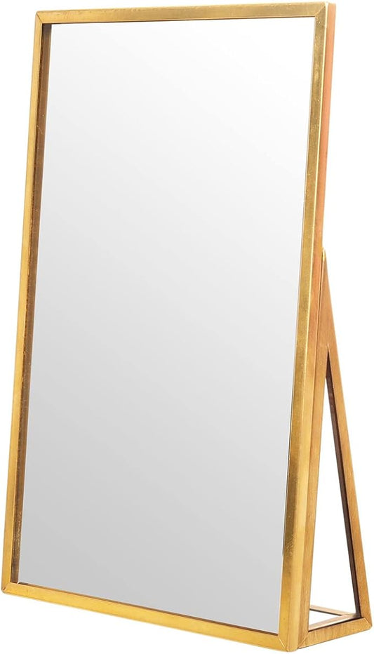 LONGSHENG - SINCE 2001 - Gold Vanity Makeup Mirror Table Desk Countertop Mirror Bathroom Shaving Make Up Mirror Home Decor-Rectangle