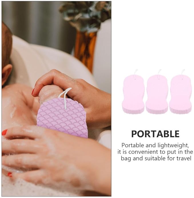 3pcs Bath Sponge Supple Shower Sponges for Gentle Cleaning Lightweight Exfoliating Brushes for Daily Bathing for Newborns and Travel