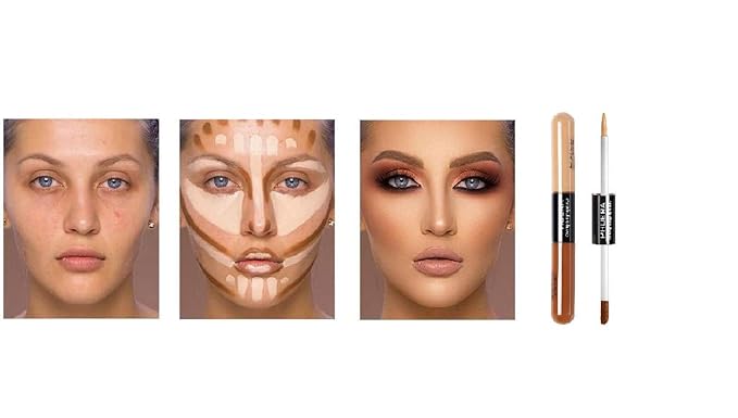 AQUAPURITY PHOERA® Sculpt & Highlight Concealer Contour Foundation Oil Control Face Contour Dual Face Shadow Repair Make Up (101 TAUPE/IVORY)