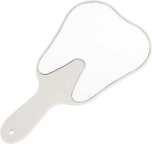 Annhua Handheld Mirrors with Handle Small Face Mirror, Tooth Shaped Hand Mirror Makeup, Used for Dentist Office, Clinic, Bathroom, Barber and Salon - White