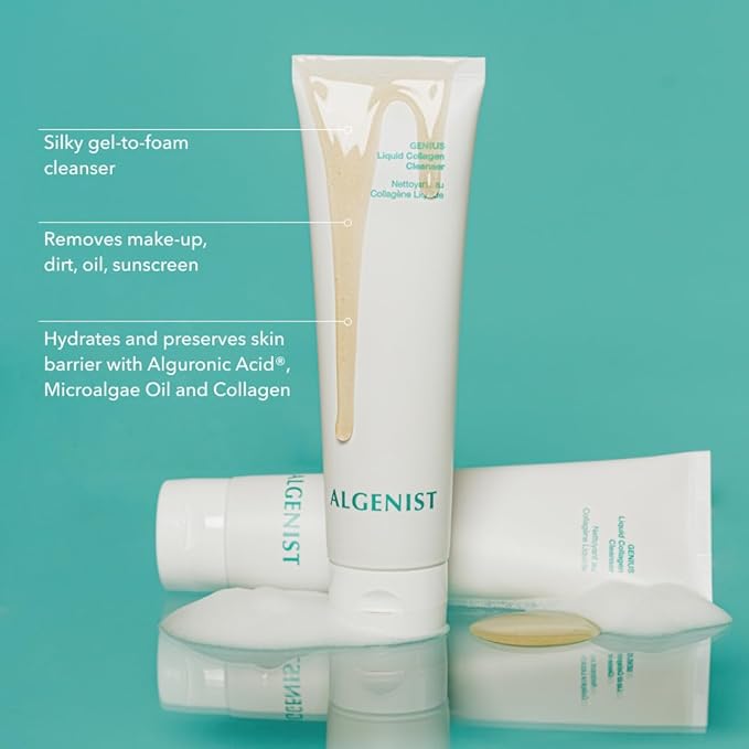 Algenist GENIUS Liquid Collagen Foaming Facial Cleanser - Hydrating Face Wash & Makeup Remover with Alguronic Acid and Microalgae Oil to Nourish & Restore Skin's Radiance (150ml)