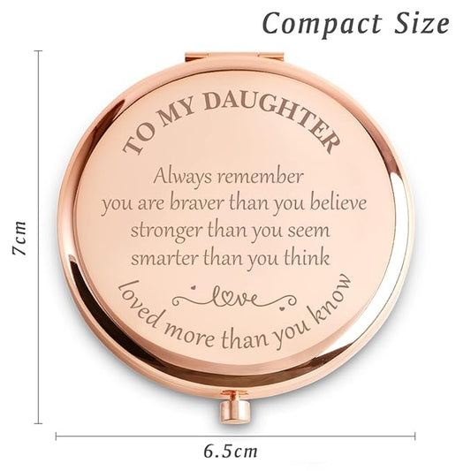 Daughter Gifts from Mom Dad Parents, Personalized Compact Mirror, Sentimental Mothers Day Birthday Gifts for Daughter, Unique Graduation Present for Girls