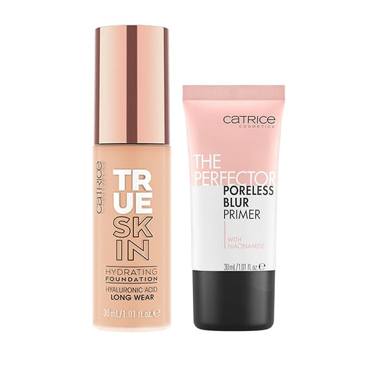 Catrice | True Skin Foundation 15 & The Perfector Poreless Blur Primer Bundle | Full Coverage Makeup | Vegan & Cruelty Free
