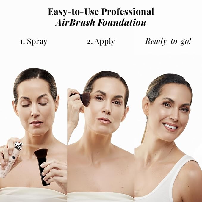 Jerome Alexander MagicMinerals AirBrush Foundation, Spray Makeup with Skincare Active Ingredients, Ultra-Light, Buildable, Full Coverage Formula (Warm Beige)