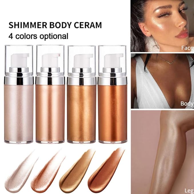 Body Shimmer Oil, Liquid Body Illuminator Drops Face Body Shimmer Oil Long Lasting Smooth Liquid Highlighter Stick Shimmer Highlighter Liquid Bronzer for Face Body Glitter(#02)