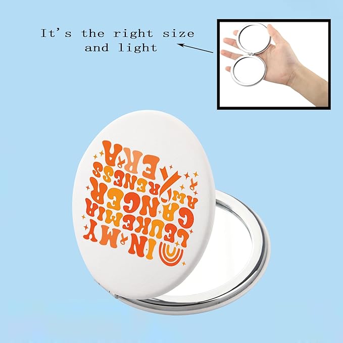 BEKECH Orange Ribbon Awareness Gifts Leukemia Awareness Gifts in My Leukemia Cancer Awareness Era Compact Mirror Cancer Support Gifts