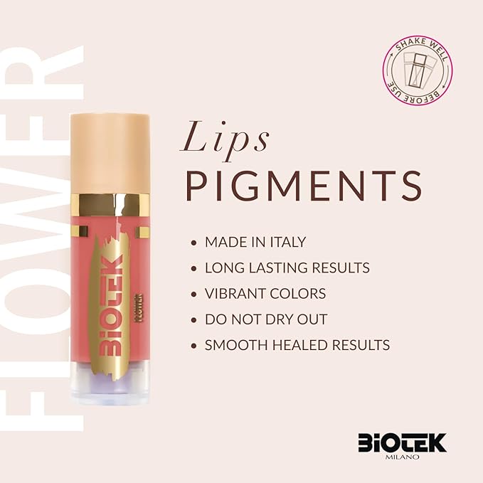 Biotek Lip Pigment for Permanent Makeup - Pink Peach Color for Lip - Made in Italy - Flower 0,61 fl.oz.