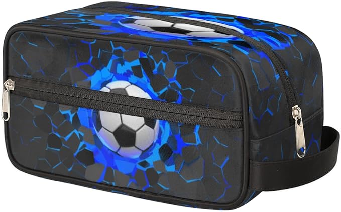 3D Soccer Hanging Toiletry Bag for Boy Men,Travel Cosmetic Bag,Waterproof Makeup Bag,Approved Hygiene Bag Shave Dopp Kit Organizer for Toiletries Shower Bathroom Carry-on Accessories Gifts