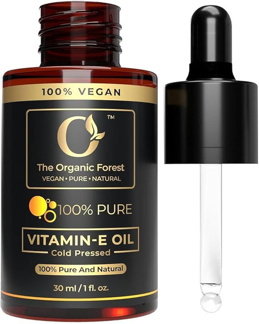 USDA Organic, Non-GMO Cold Pressed Vitamin-E (Alpha Tocopherol) Oil, for Scars, Stretch Marks, Hair & Face, Hexane Free, Natural Body Oil, for essential Skin Care