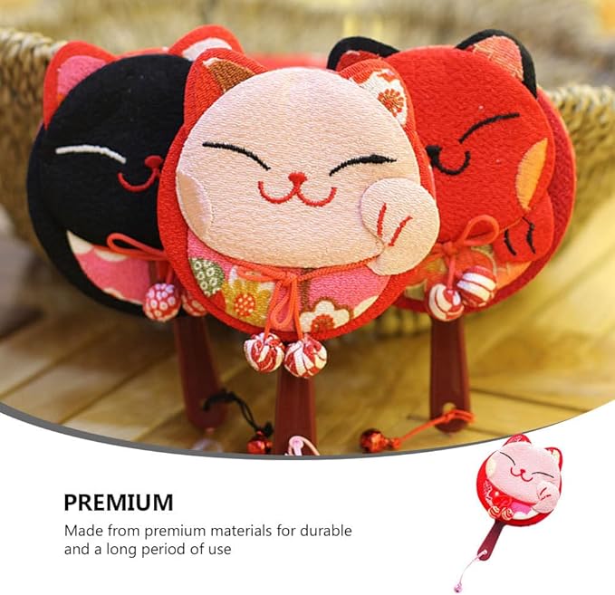 HEALLILY Pocket Hand Mirror - Maneki Neko Japanese Lucky Cat Design - Lightweight & Portable Travel Makeup Mirror - Double Sided - Random Color