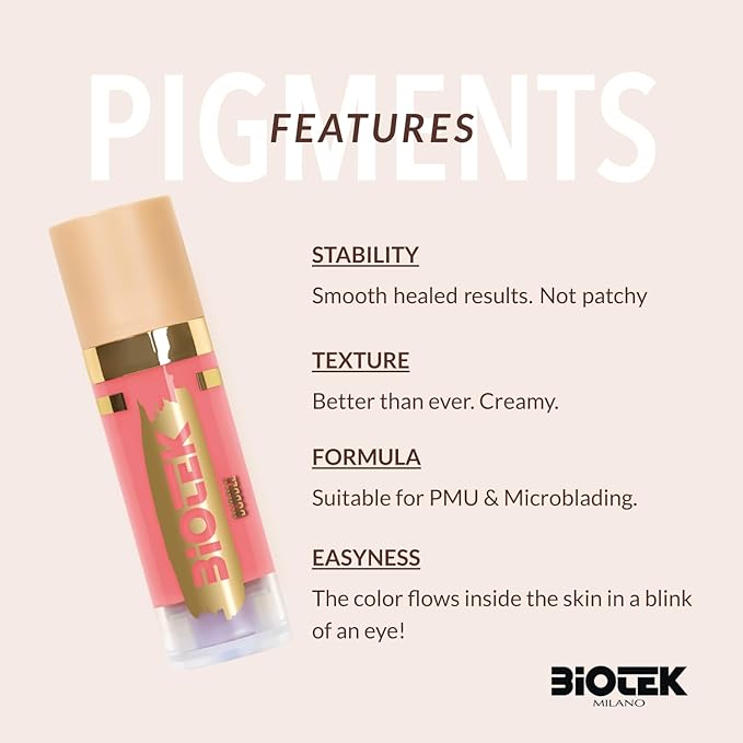 Biotek Lip Pigment for Permanent Makeup - Warm Nude Lip Color - Made in Italy - Bubble 0,61 fl.oz.