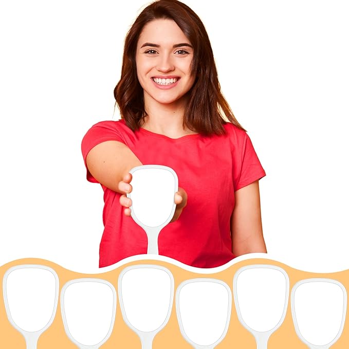 60 Pcs 7.08 x 3.14 Inch Hand Handheld Mirror with Handle Plastic Compact Travel Makeup Cosmetic Mirror Small Personal Portable Hand Held Mirror for Home Vanity Camping (White)