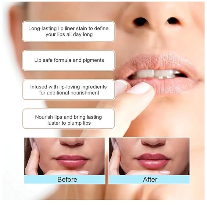 2PC Pipe-off lip liner stain,Nude Matte Tint,Non-Fading, Full Coverage,light brown/dark brown/burgundy long-lasting,line tattoo high-color Tint,Smudge-Proof,Waterproof(#1 Rose Pink+#4 Cool Cocoa)