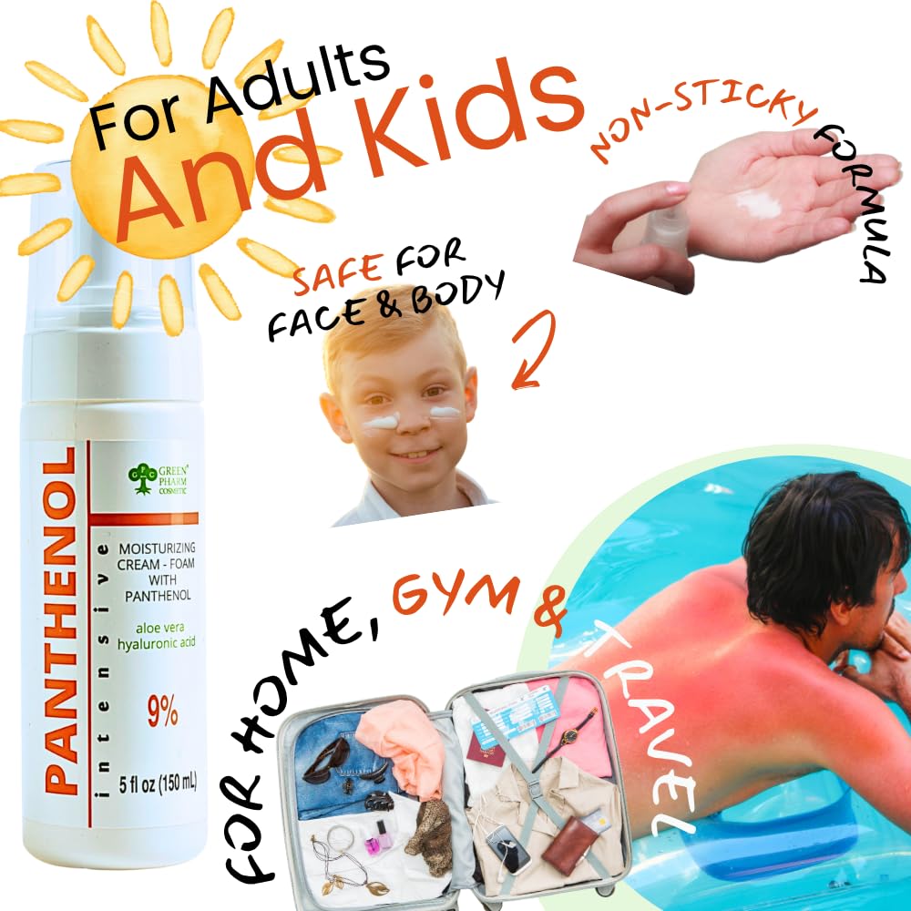 9% Panthenol Foam Spray - Redness Relief Moisturizer | Acne, Burn & Skin Repair with Aloe & Hyaluronic Acid – Post-Laser, Stitches, Tattoo & Hair Transplant, 5Oz