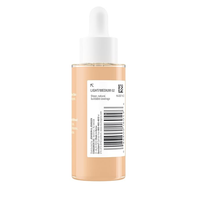 Neutrogena Healthy Skin Sensitive Skin Serum Foundation with Pro-Vitamin B5, Color Correcting & Pore Minimizing Liquid Foundation & Face Serum, Buildable Coverage, Light/Medium 02, 1 oz