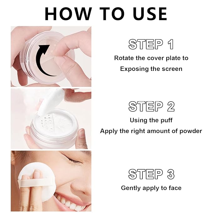 Mineral Setting Powder, SPF 35, Sunscreen White Face Loose Blurring FinishingPowder, Sheer Coverage, Weightless and Oil Control, Extend Base Makeup (#03 White Setting Makeup)