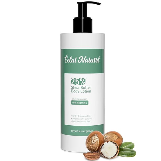 Body Lotion with 25% Shea Butter & Vitamin E, Body Moisturizer Pump Hand Lotion for Dry Skin, Deep Moisturizing Cream for Dry Hands, 10.15 Fl Oz