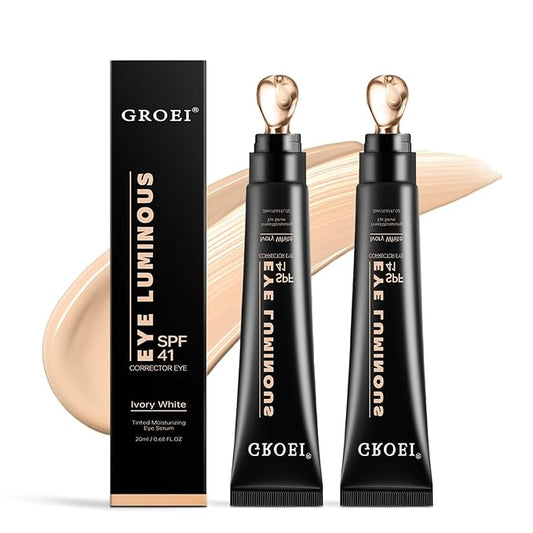 Luminous Eye Corrector Spf 41,Under Eye Corrector for Dark Circles,Undereye Sunscreen & Concealer, Hydrating Serum, Anti Aging Tinted Cream with Peach Undertone (2PCS)