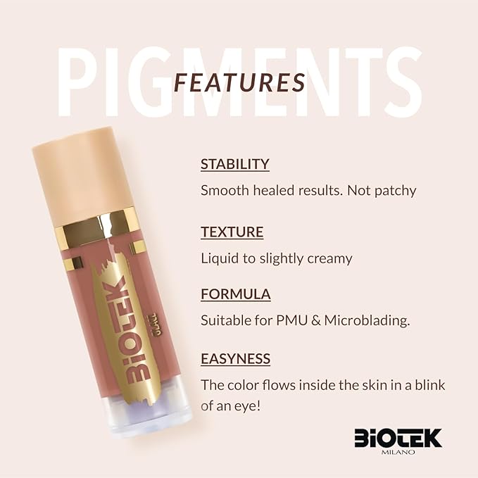 Biotek Lip Pigment for Permanent Makeup - Brownish Color for Lip - Made in Italy - Glace 0,61 fl.oz.