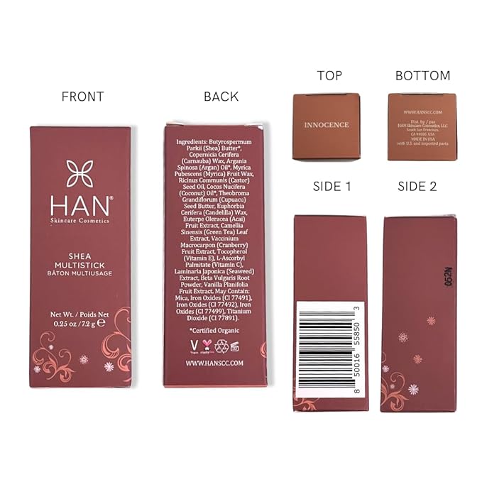 HAN Skincare Cosmetics Vegan, Cruelty-Free, 3-in-1 Multistick for Cheeks, Lips, Eyes, Innocence | Large