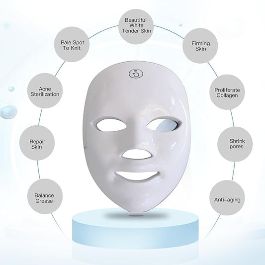 Red Light Therapy Mask for Face, Blue Red LED Light Therapy Device, 7+1 Colors LED Facial Skin Care Mask At Home, USB Rechargeable,Portable