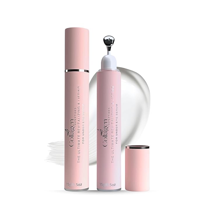 All Natural Collagen, Peptide Complex Under Eye Lift, Firming Serum for Puffiness, Tired Eyes, with Niacinamide + Fine Lines, Wrinkles, Anti-Aging, Hydrating