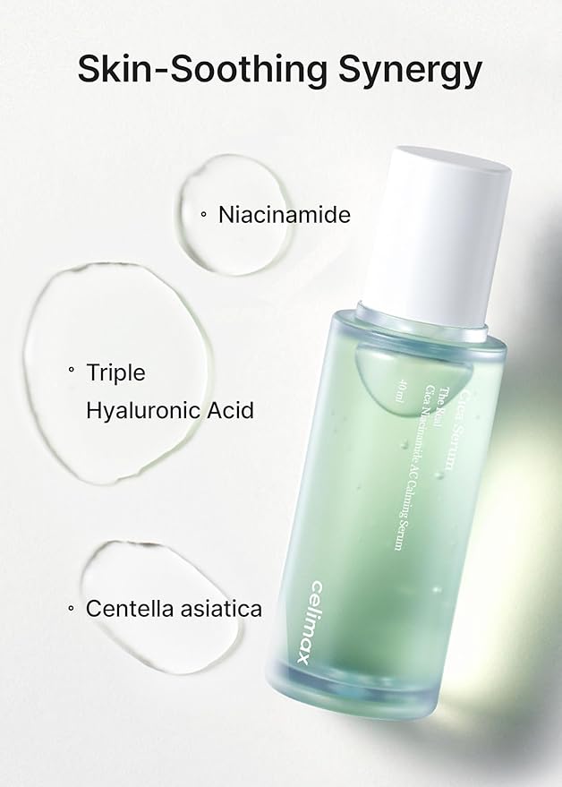 CELIMAX The Real Cica Niacinamide AC Calming Serum | Hyaluronic Acid Redness Relief Moisturizing Soothing Restoring Serum Mild Formula for Sensitive,Christmas Gift Stocking Stuffers 40ml