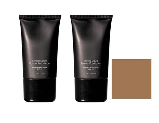Mineral Liquid Powder Foundation Broad Spectrum SPF 15 Pack of 2 (Sunlit Beige)