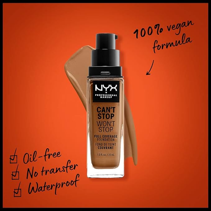 NYX PROFESSIONAL MAKEUP Can't Stop Won't Stop Foundation, 24h Full Coverage Matte Finish - Almond