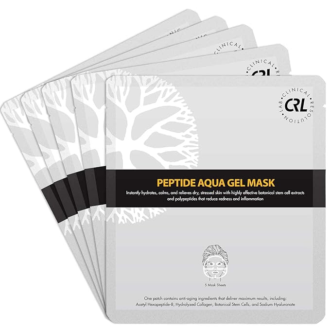 Clinical Resolution Peptide Aqua Gel Mask Instant Hydration, Soothing, Cooling Post-Treatment & Microneedling Relief, 15 Single-Use Masks (3 Boxes, 5 per Box)
