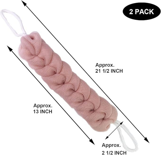 PPHAO - Back Scrubber for Shower - Bath Sponge - Long Loofah for Women - Bath Back Scrubber for Shower for Women - Loofah Sponge for Men - 21.5 INCH - Pink Loofah - 2 Pack