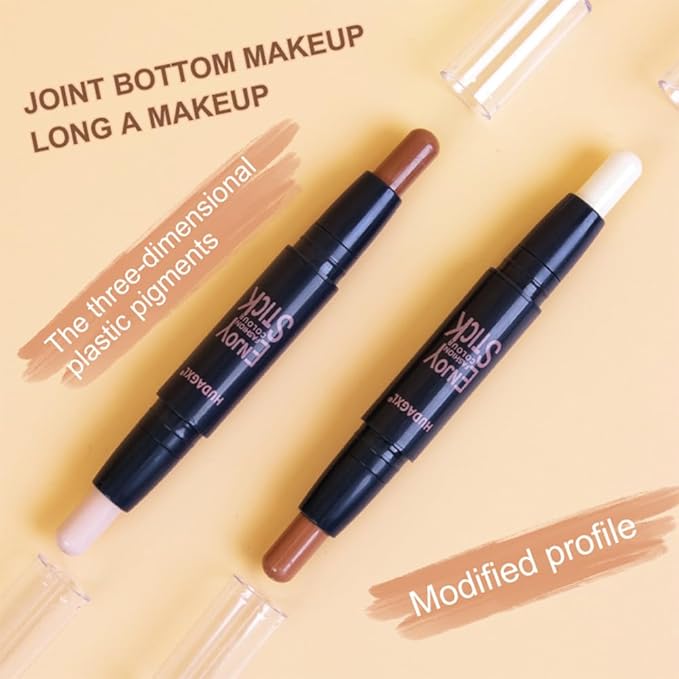 4 colours Highlight Contour Stick, 2 in 1 Makeup Shading Stick Waterproof Long Lasting nature Matte Face Concealer Highly Pigmented Concealer