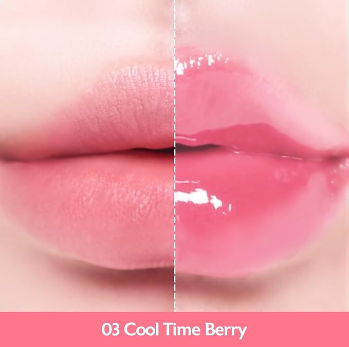 MILKTOUCH Jelly Lip Glow Tint - Hydrating Lip Gloss with Long-Lasting Moisture, Lip Stain, Lightweight, Radiant Shine, Perfect for Daily Use, Valentines Gifts, Korean Lip Oil (03 Cool Time Berry)