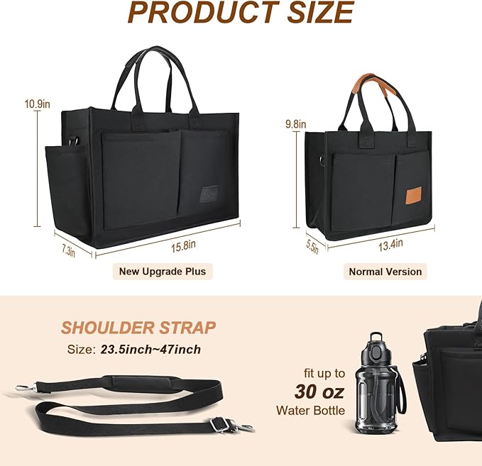 Canvas Tote Bag for Women With Pockets, Laptop Work Crossbody Purses Everything Shoulder Tote Bag Everyday Satchel Handbags