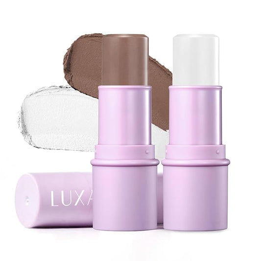 2Pcs Makeup Stick With Highlighter & Bronzer Moisturizer Illuminator For Face Brightens Hydrates And Contouring Pen Moisture Eyes Lips Cheeks #T Dark