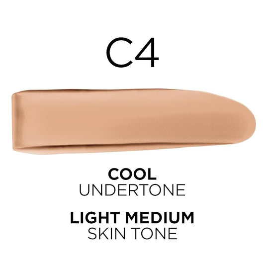 L'Oreal Paris True Match Super-Blendable Foundation, Medium Coverage Liquid Foundation Makeup, C4, Light Medium, 1 Fl Oz