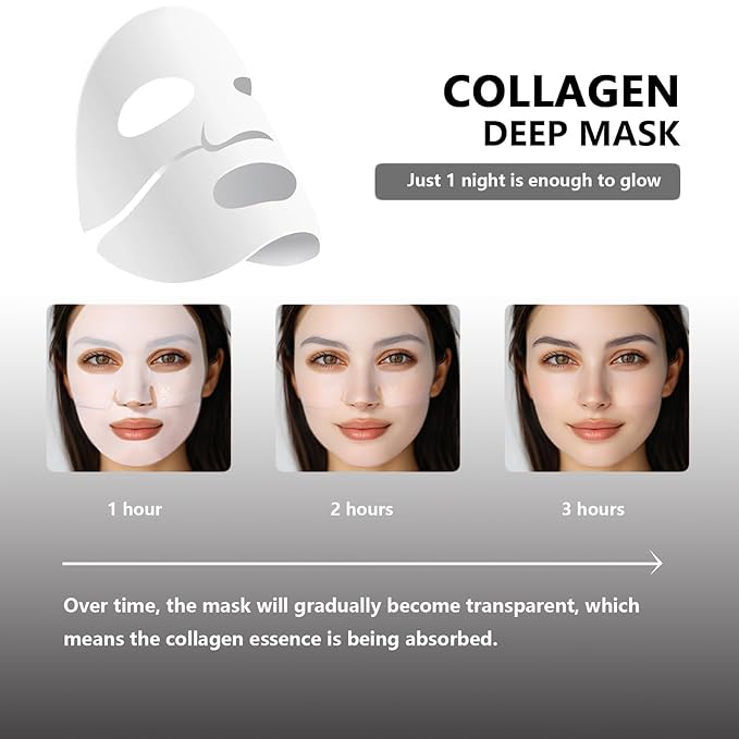 Low Molecular Weight Collagen Overnight Hydrogel Mask, Enhances Skin Elasticity, Reduces Pores, Transforms from White to Transparent Upon Absorption Skin Care Treatment，