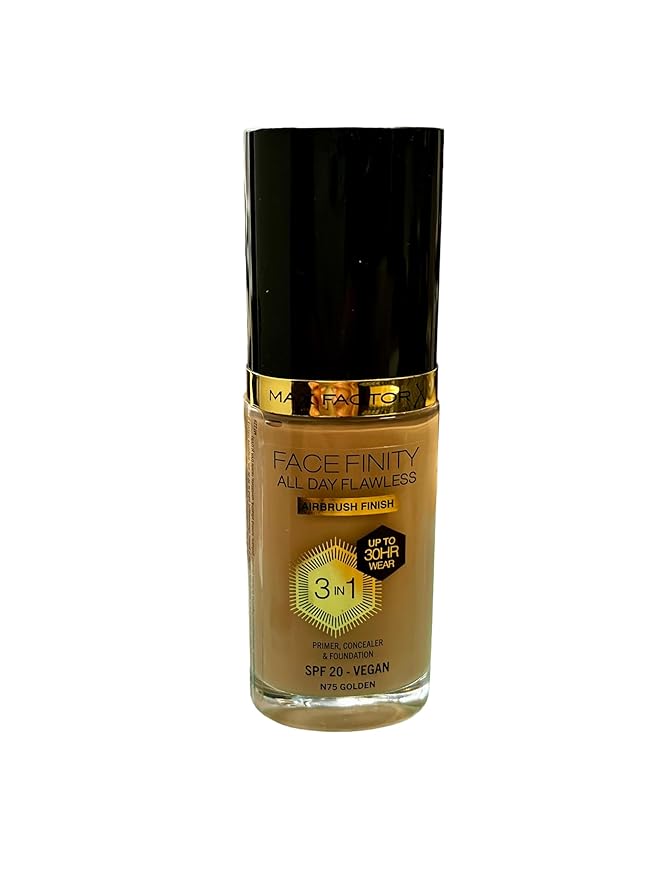 Max Factor Facefinity 3 In Primer Concealer Foundation Spf 20 75# 30 Ml1, Golden, unscented, 1 Fl Oz
